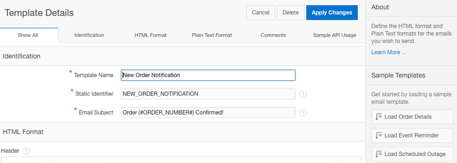 APEX Email Template Configuration