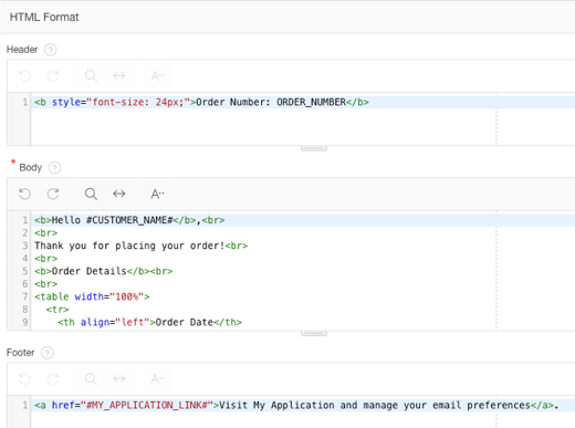 Template HTML Sections