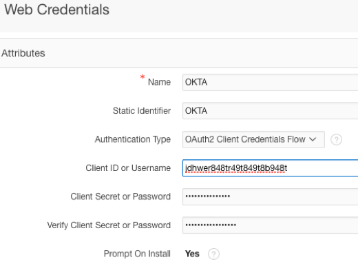 APEX Web Credentials Configuration
