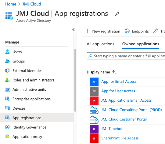 JMJ App Registrations