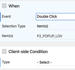 Double Click event settings