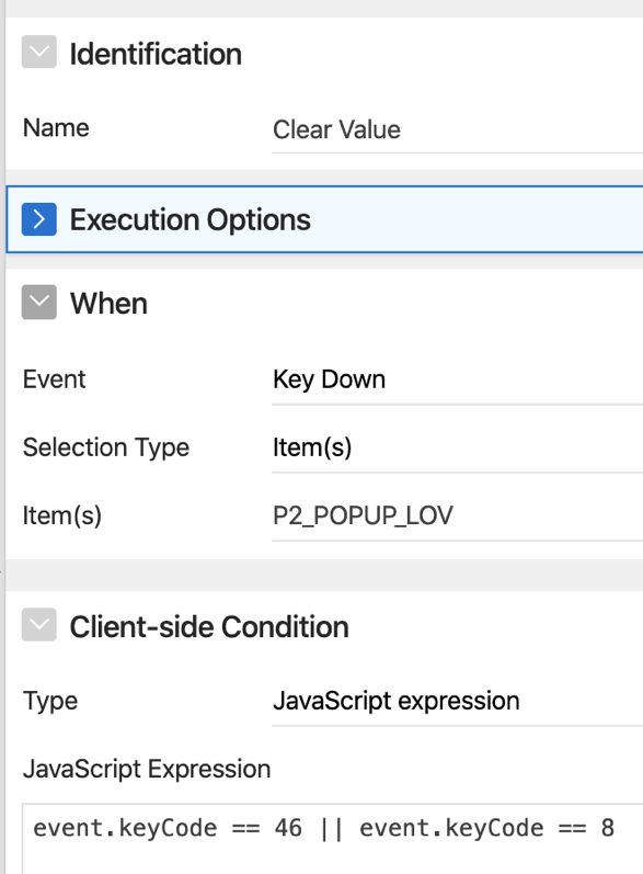 Dynamic Action Key Down settings with JavaScript expression