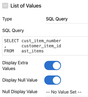 LOV SQL Query configuration