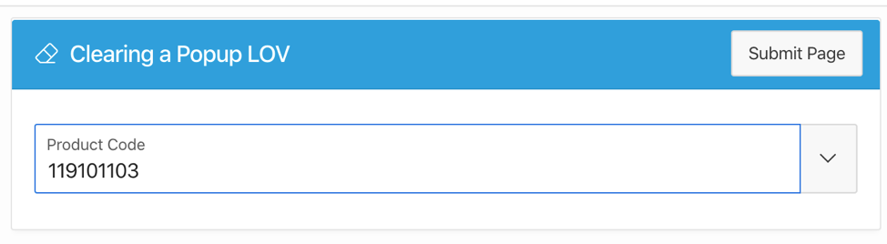 Clearing a Popup LOV - Product Code field