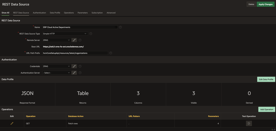 REST Data Source Configuration