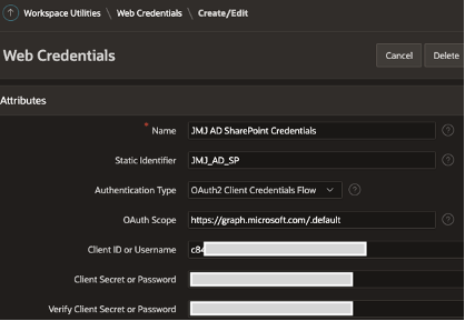 SharePoint Web Credentials